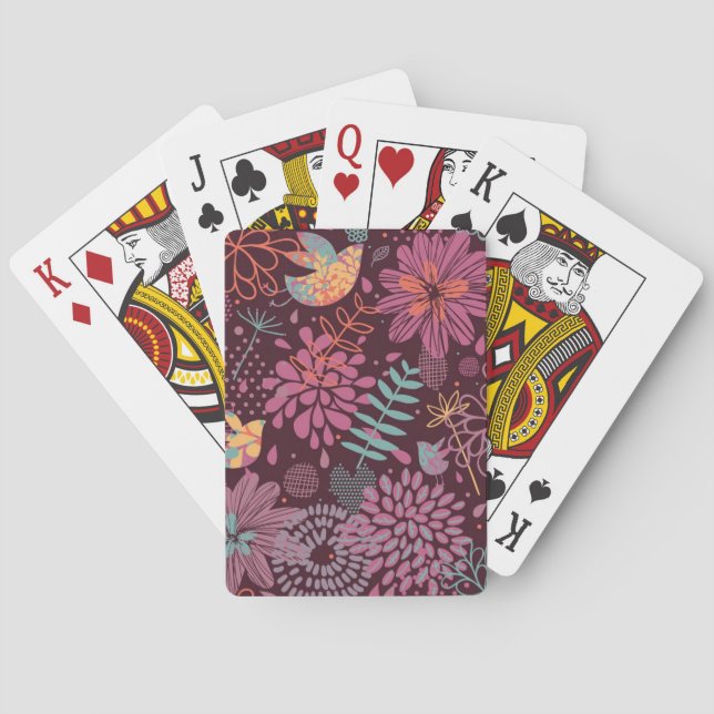 Abstract floral pattern with birds poker cards (Back)