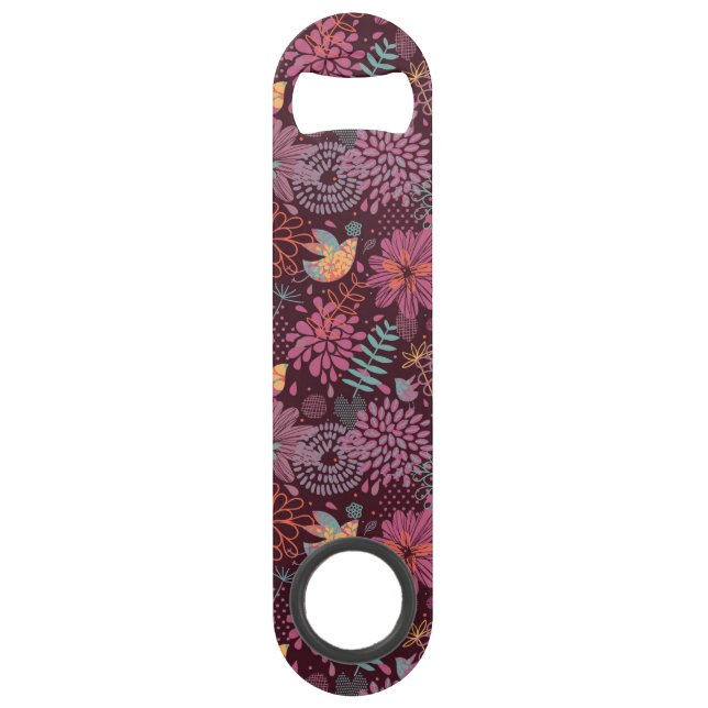 Abstract floral pattern with birds speed bottle opener (Front)