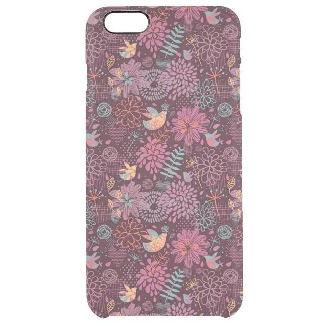 Abstract floral pattern with birds uncommon iPhone case (Back)