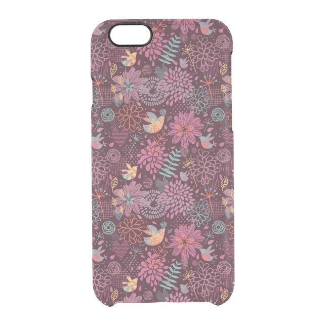 Abstract floral pattern with birds uncommon iPhone case (Back)