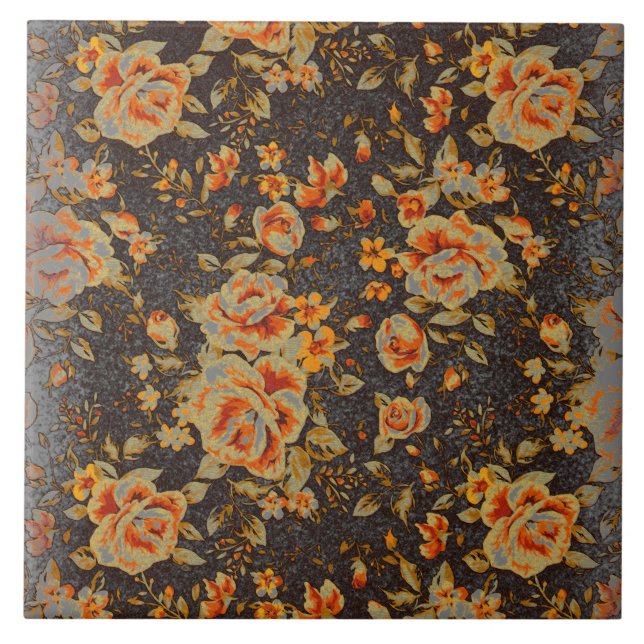 Abstract Floral pencil line texture  Ceramic Tile (Front)