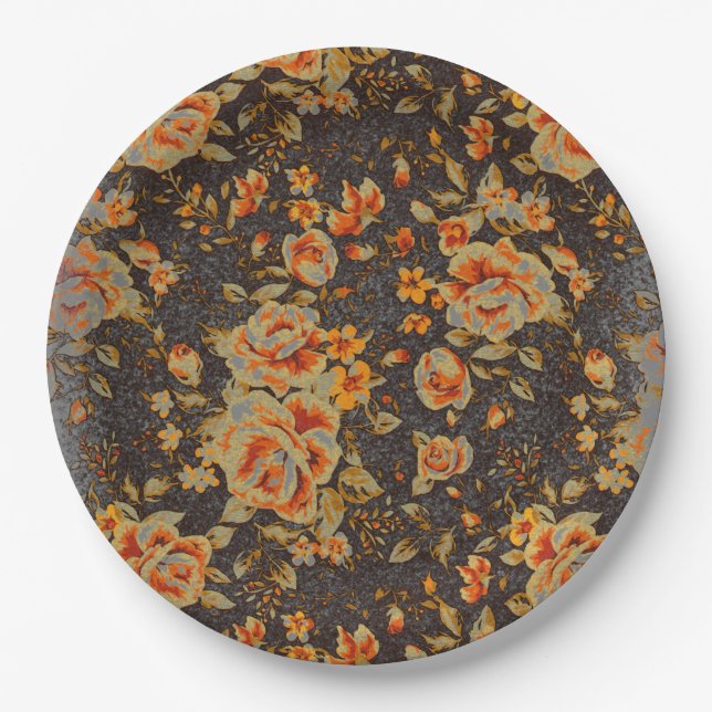 Abstract Floral pencil line texture  Paper Plates (Front)