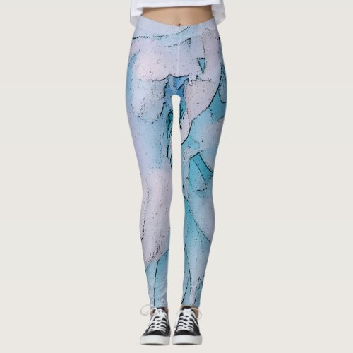  Abstract Floral Peony Flower Leggings
