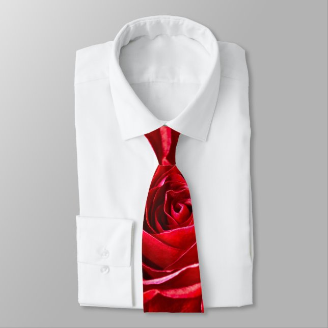 Abstract Floral Photography Red Rose Center Neck Tie (Tied)