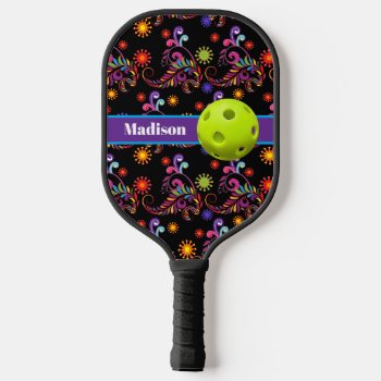 Abstract Floral Pickleball Princess Pickleball Pad Pickleball Paddle by NiteOwlStudio at Zazzle