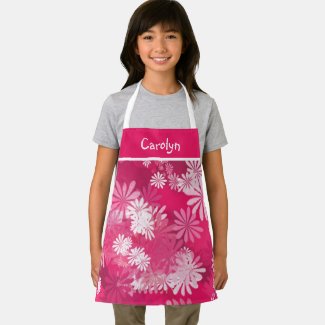 Abstract floral pink and white, personalized girls