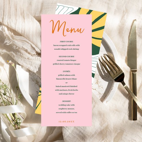 Abstract floral pink  green mix and match menu