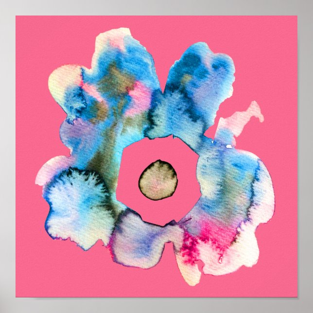 Abstract floral pink watercolor poster (Front)