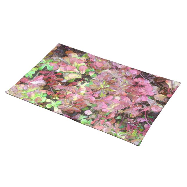 Abstract Floral /pinks and greens Cloth Placemat (On Table)