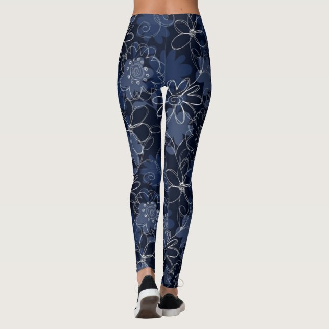 Abstract Floral Print Leggings (Back)