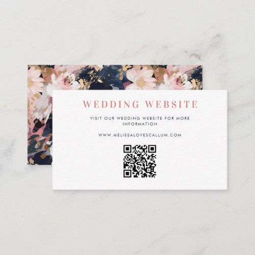 Abstract Floral QR Code Wedding Website Enclosure Card