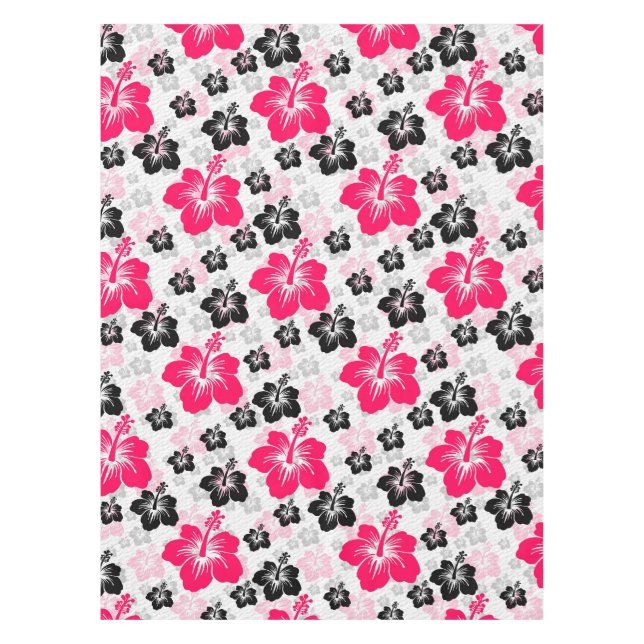 Abstract Floral Red Black White Tablecloth (Front)