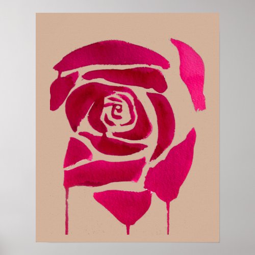 Abstract floral Rose Original art Poster