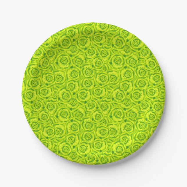 Abstract floral roses pattern paper plates (Front)