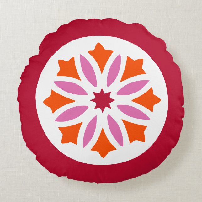 Abstract Floral Round Pillow (Front)