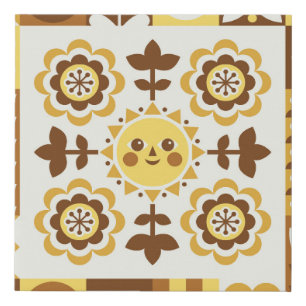 Abstract floral: Scandinavian folk card. Faux Canvas Print
