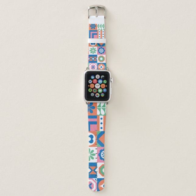 Abstract Floral Scandinavian Folk Pattern Apple Watch Band (Front)