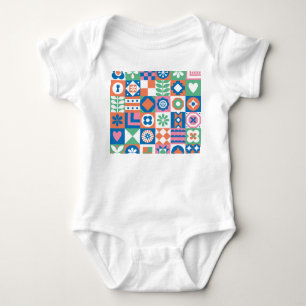 Abstract Floral Scandinavian Folk Pattern Baby Bodysuit