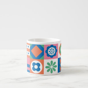 Abstract Floral Scandinavian Folk Pattern Espresso Cup