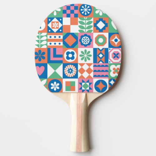 Abstract Floral Scandinavian Folk Pattern Ping Pong Paddle