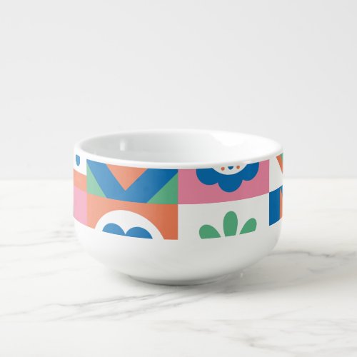 Abstract Floral Scandinavian Folk Pattern Soup Mug