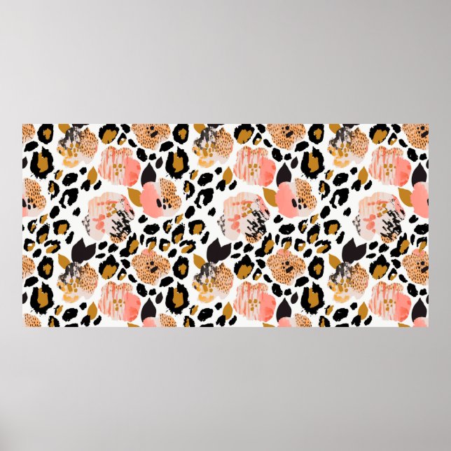 Abstract floral seamless pattern: flowers with zeb poster (Front)