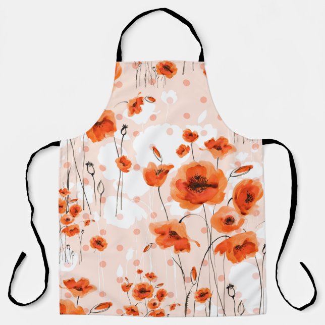 Abstract floral seamless pattern painted by brush  apron (Front)