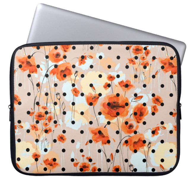 Abstract floral seamless pattern with field poppie laptop sleeve (Front)