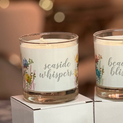 Abstract floral seaside whispers coastal   scented candle