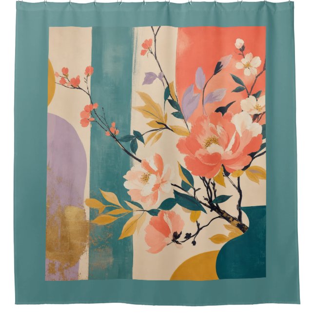 "Abstract Floral" Shower Curtain (Front)