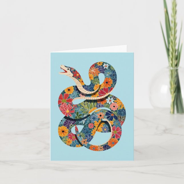 Abstract Floral Snake Colorful Painting Card (Front)