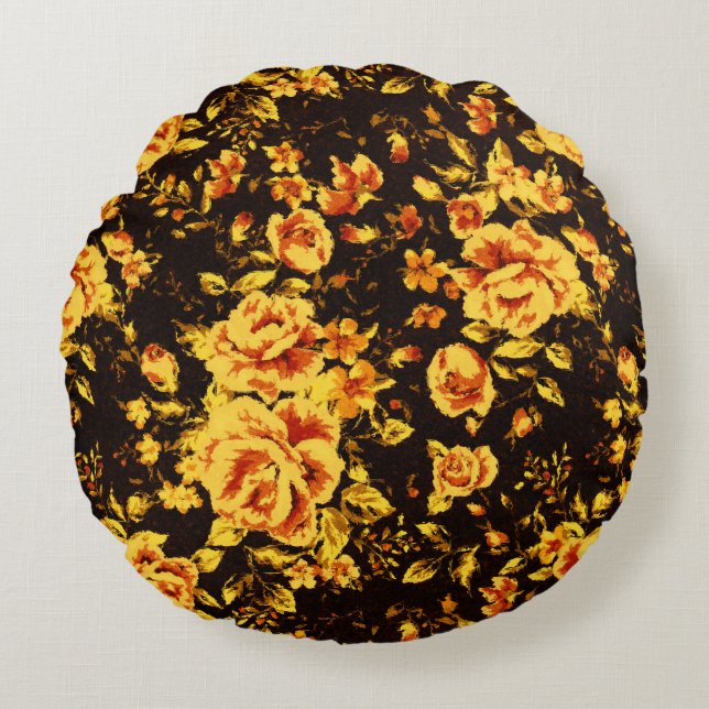 Abstract floral sparkle glass texture  round pillow (Front)