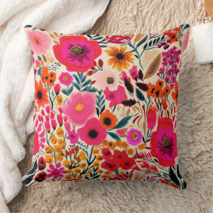 Abstract Floral Spring Pattern Throw Pillow