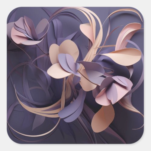 Abstract Floral Square Sticker 