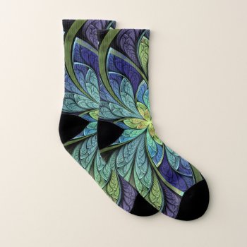 Abstract Floral Stained Glass La Chanteuse Iv Socks by skellorg at Zazzle