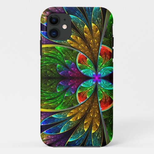 Abstract Floral Stained Glass Pattern iPhone 11 Case