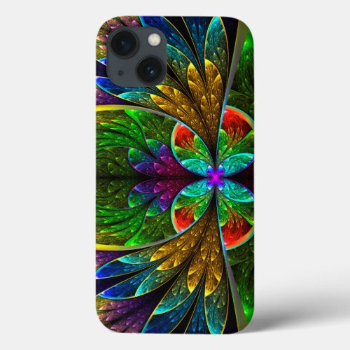 Abstract Floral Stained Glass Pattern iPhone 13 Case