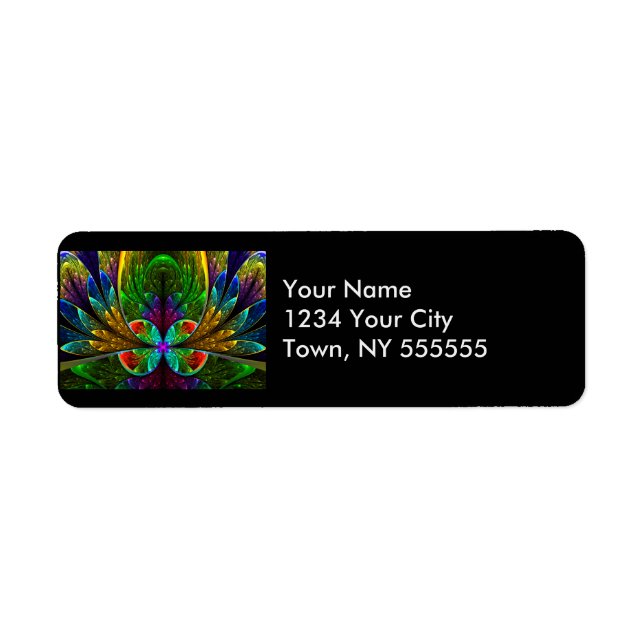 Abstract Floral Stained Glass Pattern Label (Front)