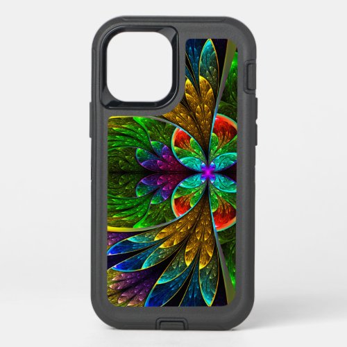 Abstract Floral Stained Glass Pattern OtterBox Defender iPhone 12 Pro Case