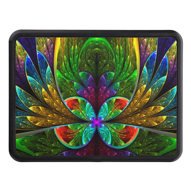 Abstract Floral Stained Glass Pattern Trailer Hitch Cover (Front)