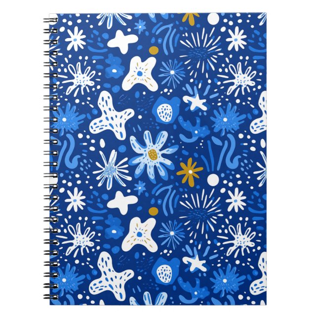 Abstract Floral Star Pattern Spiral-Bound Notebook (Front)
