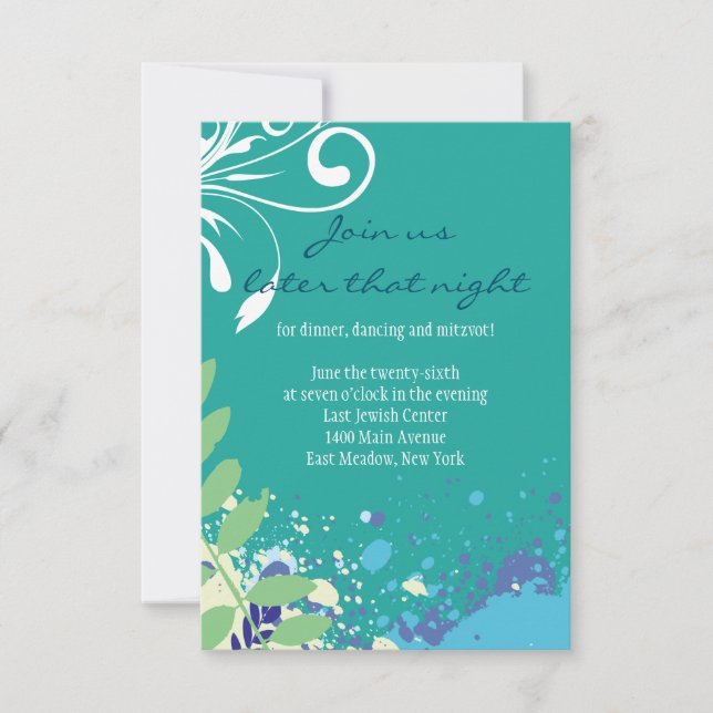 ABSTRACT FLORAL STAR Reception Party Card (Front)
