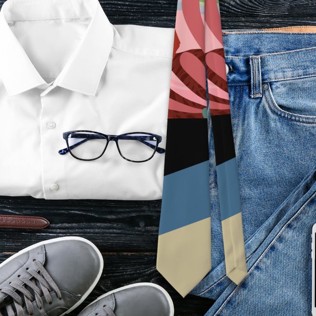 Abstract Floral Striped Special Neck Tie (Abstract Floral Striped Monogram Neck Tie ©Susanne Sachers - Sunny Mind 🌞)