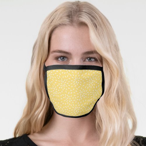 Abstract Floral Summer Yellow Pattern Face Mask