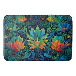 Abstract Floral Swirl Tapestry Bold Vivid Colorful Bath Mat