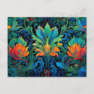 Abstract Floral Swirl Tapestry Bold Vivid Colorful Postcard