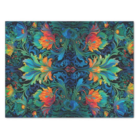 Abstract Floral Swirl Tapestry Bold Vivid Colorful Tissue Paper