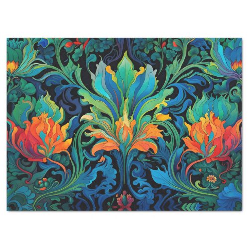 Abstract Floral Swirl Tapestry Bold Vivid Colorful Tissue Paper