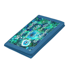 Abstract Floral Teal Blue Green Personalized Tri-fold Wallet