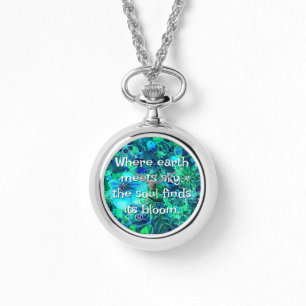 Abstract Floral Teal Blue Green Personalized Watch